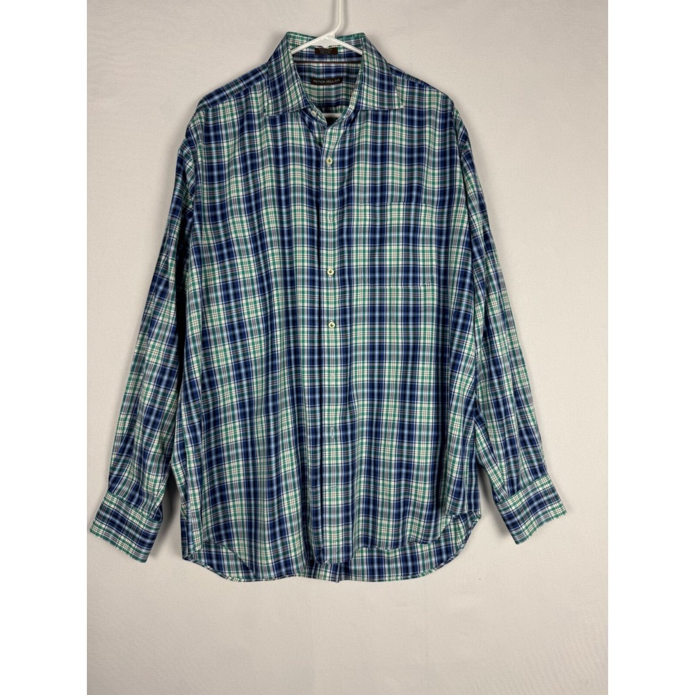 Peter‎ Millar Shirt Mens XL Plaid 100% Cotton Button Up Long Sleeve Casual